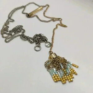 J.Crew Beaded Ombre Tassel Y-Necklace: Faded Gold to Silver